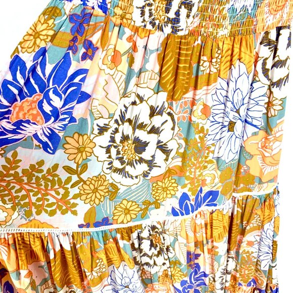 Anthro Abel The Label Pastel Romance Floral Tiered Peasant Maxi Dress Size M - Picture 5 of 11